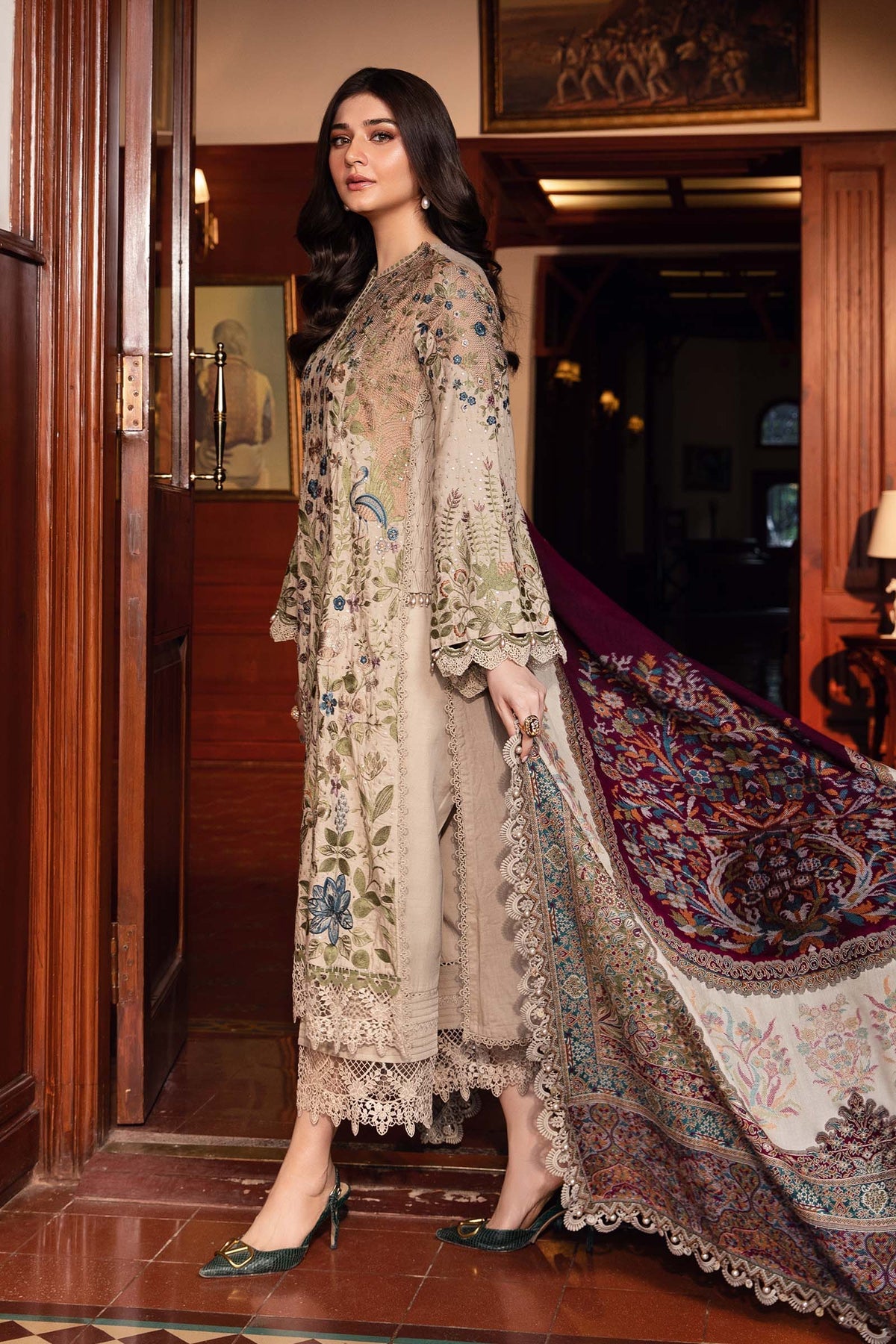 Durefishan Saleem Twill Shirt, Trouser with Dupatta - COD - Stitched | 30% OFF