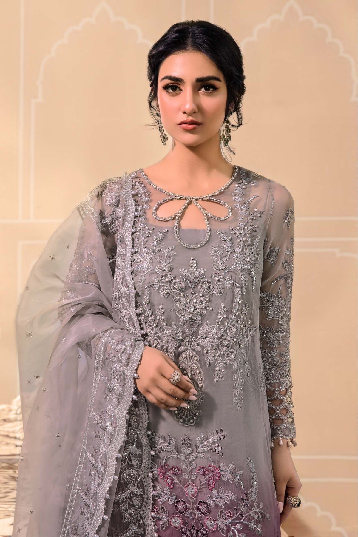 Sarah Khan - Heritage Shirt, Trouser with Dupatta - COD | 50% 0FF