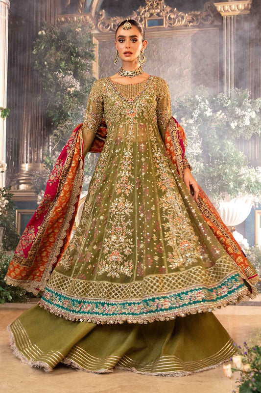 Greenish Embroidered Organza Long Shirt, Flapper and Dupatta set | 42% OFF