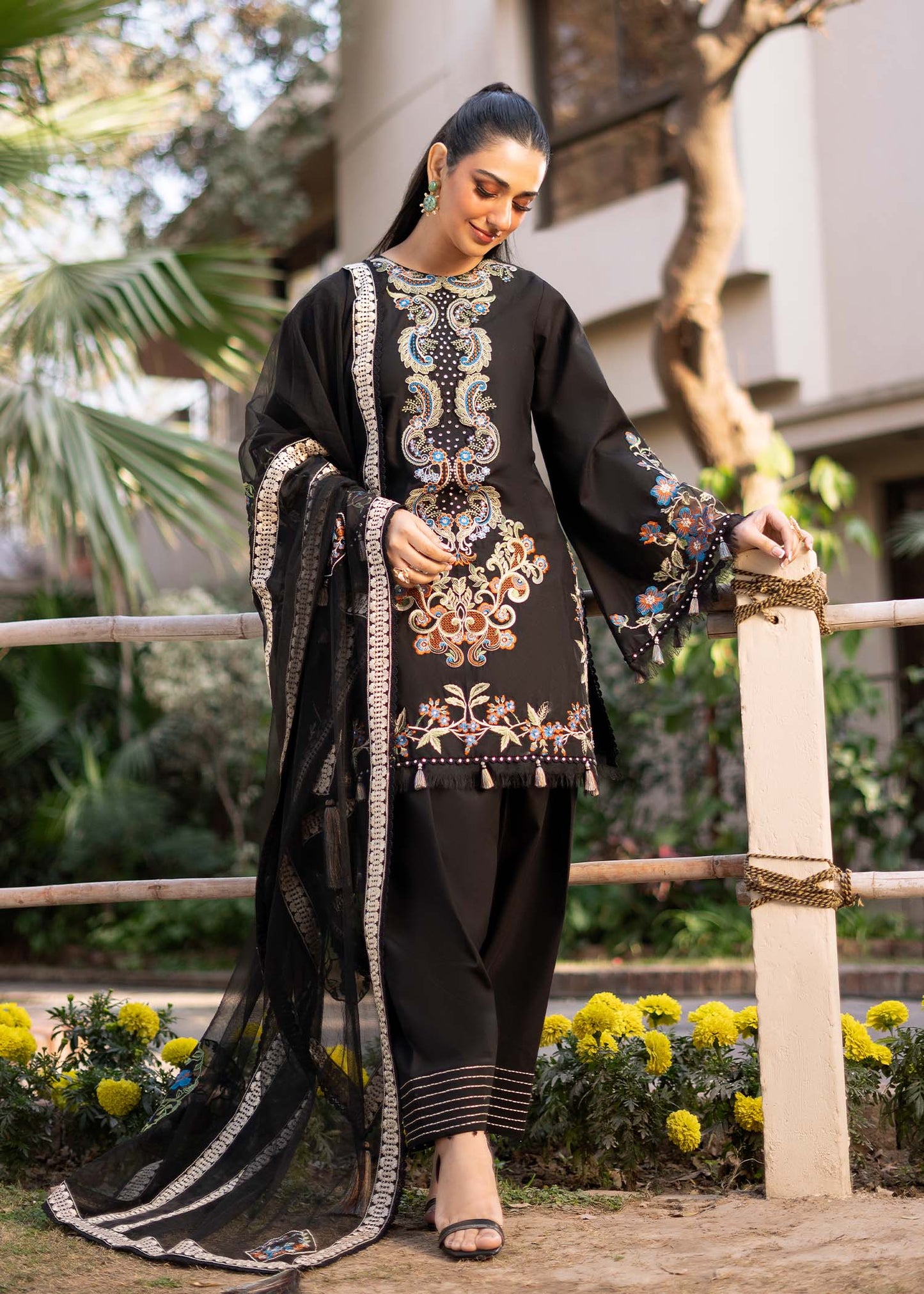 Laiba Khan x Sarah Khan -  Nina Shirt, Trouser and Dupatta - COD | 40% OFF