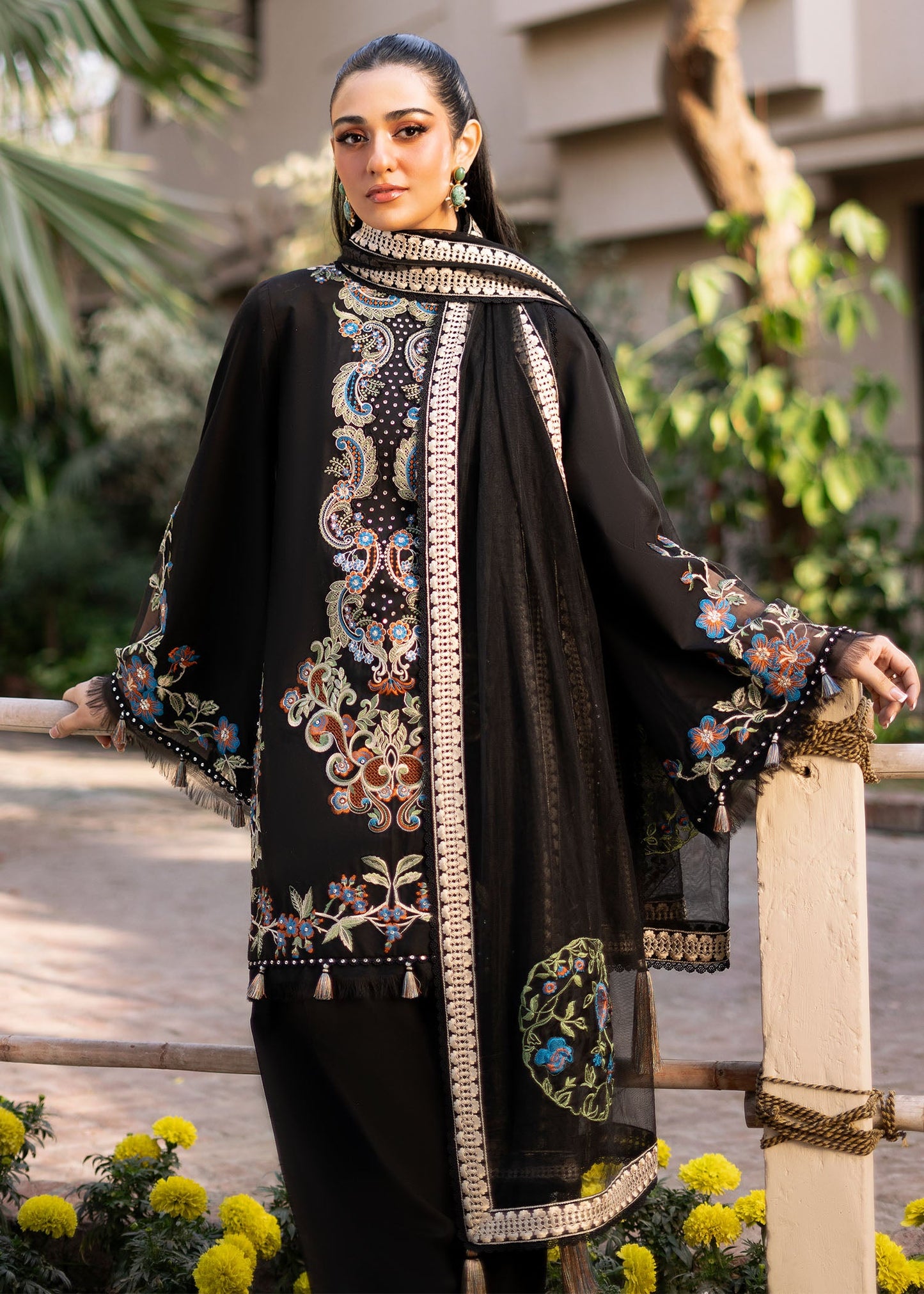 Laiba Khan x Sarah Khan -  Nina Shirt, Trouser and Dupatta - COD | 40% OFF