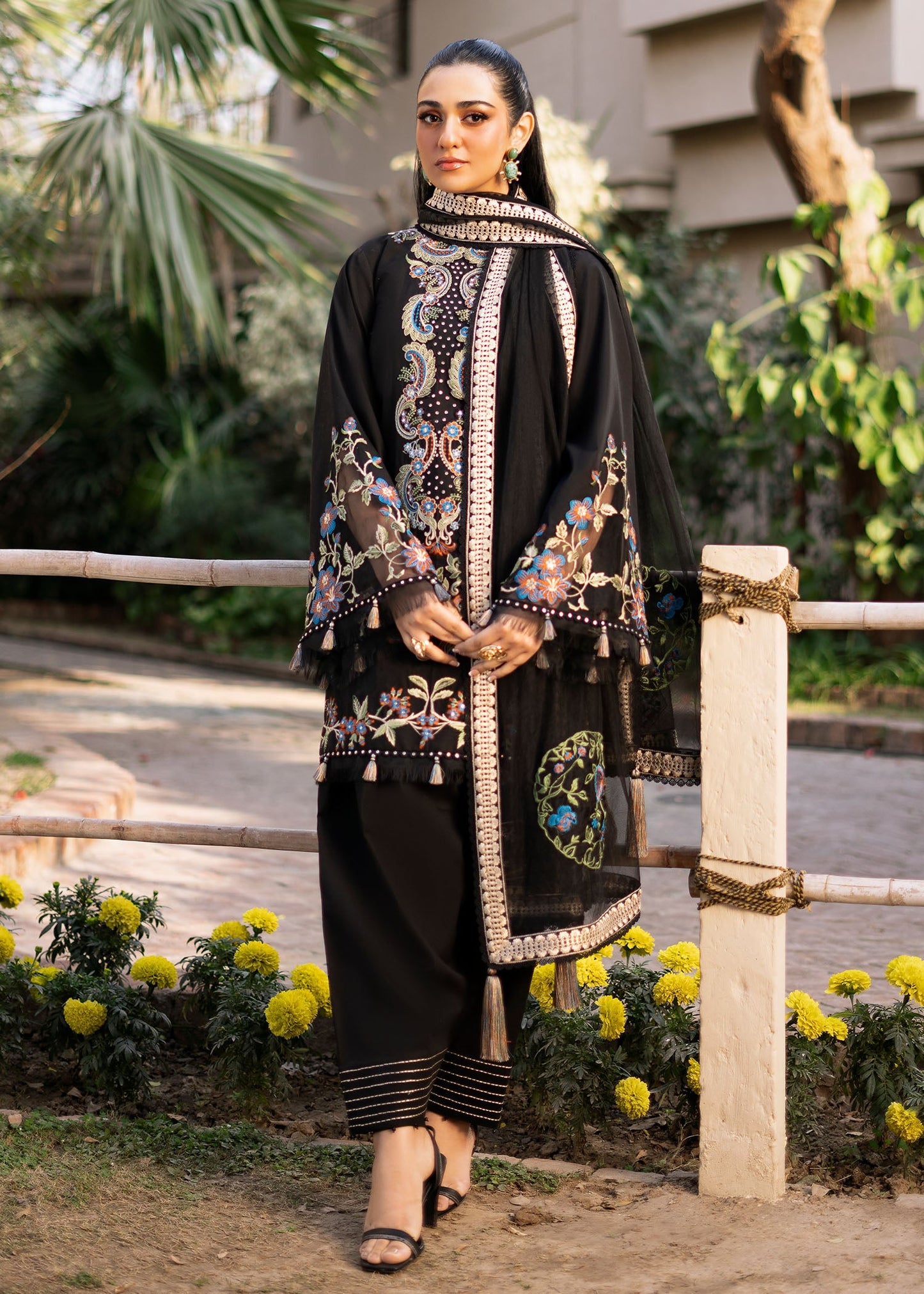 Laiba Khan x Sarah Khan -  Nina Shirt, Trouser and Dupatta - COD | 40% OFF