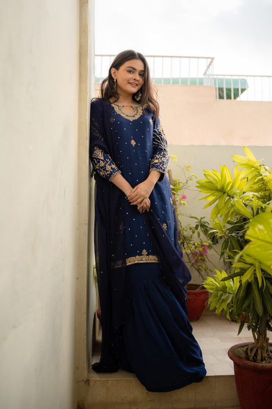 Taira Shirt, Gharara and Dupatta set - COD | 40% OFF
