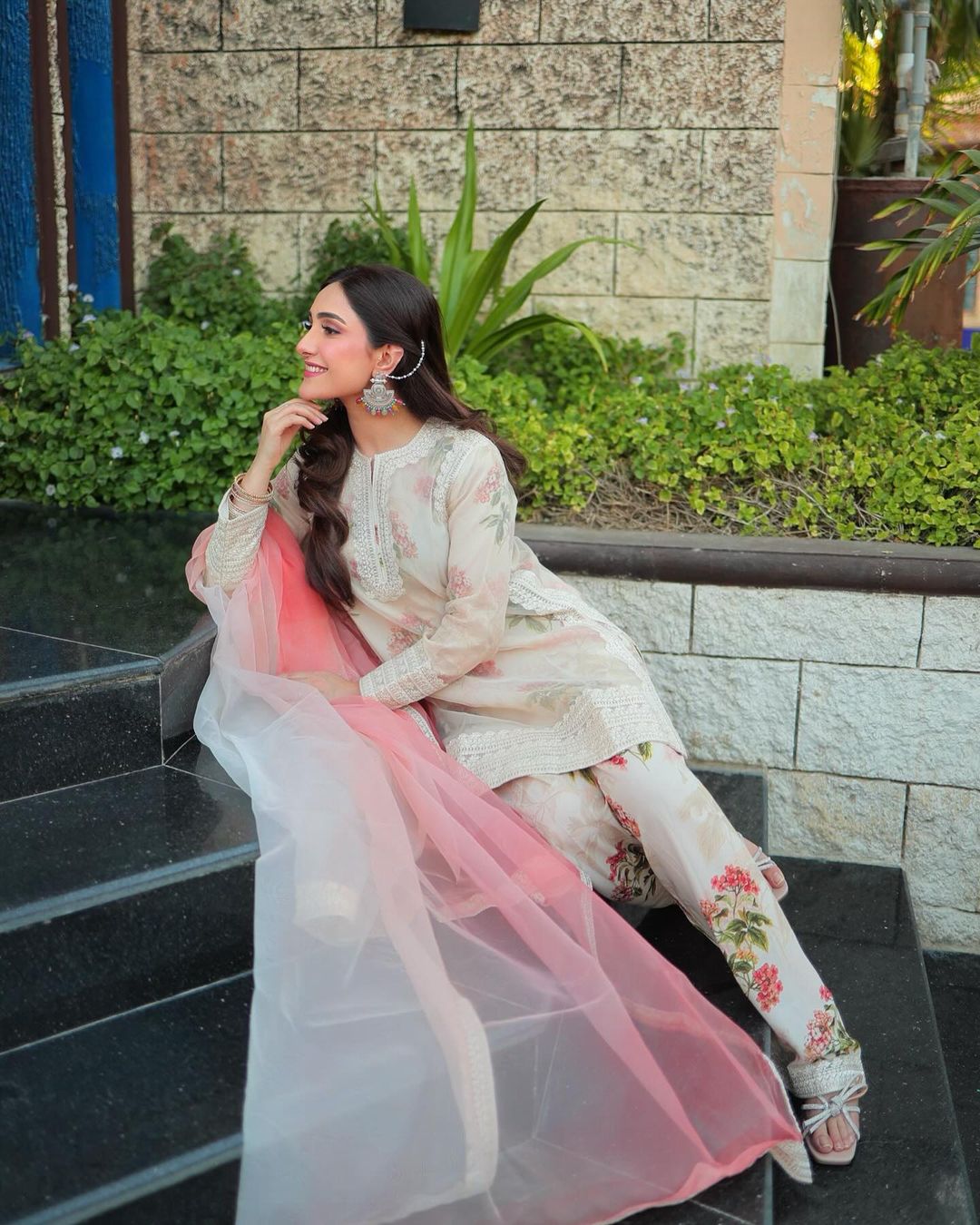 Hania Aamir - Flamingo Shirt, Trouser and Dupatta set | 50% OFF