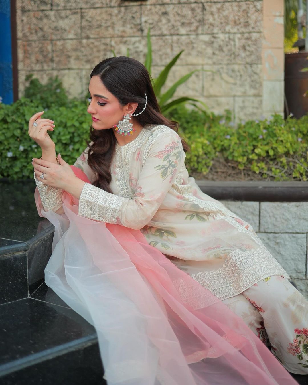 Hania Aamir - Flamingo Shirt, Trouser and Dupatta set | 50% OFF