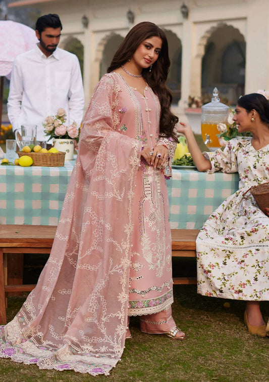 Sajal Ali - Tea Pink Shirt, Trouser with Dupatta - COD | 20% OFF