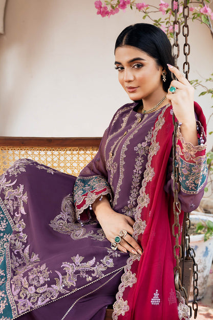 Laiba Khan - Light Purple Long Shirt, Trouser with Dupatta | 50% OFF