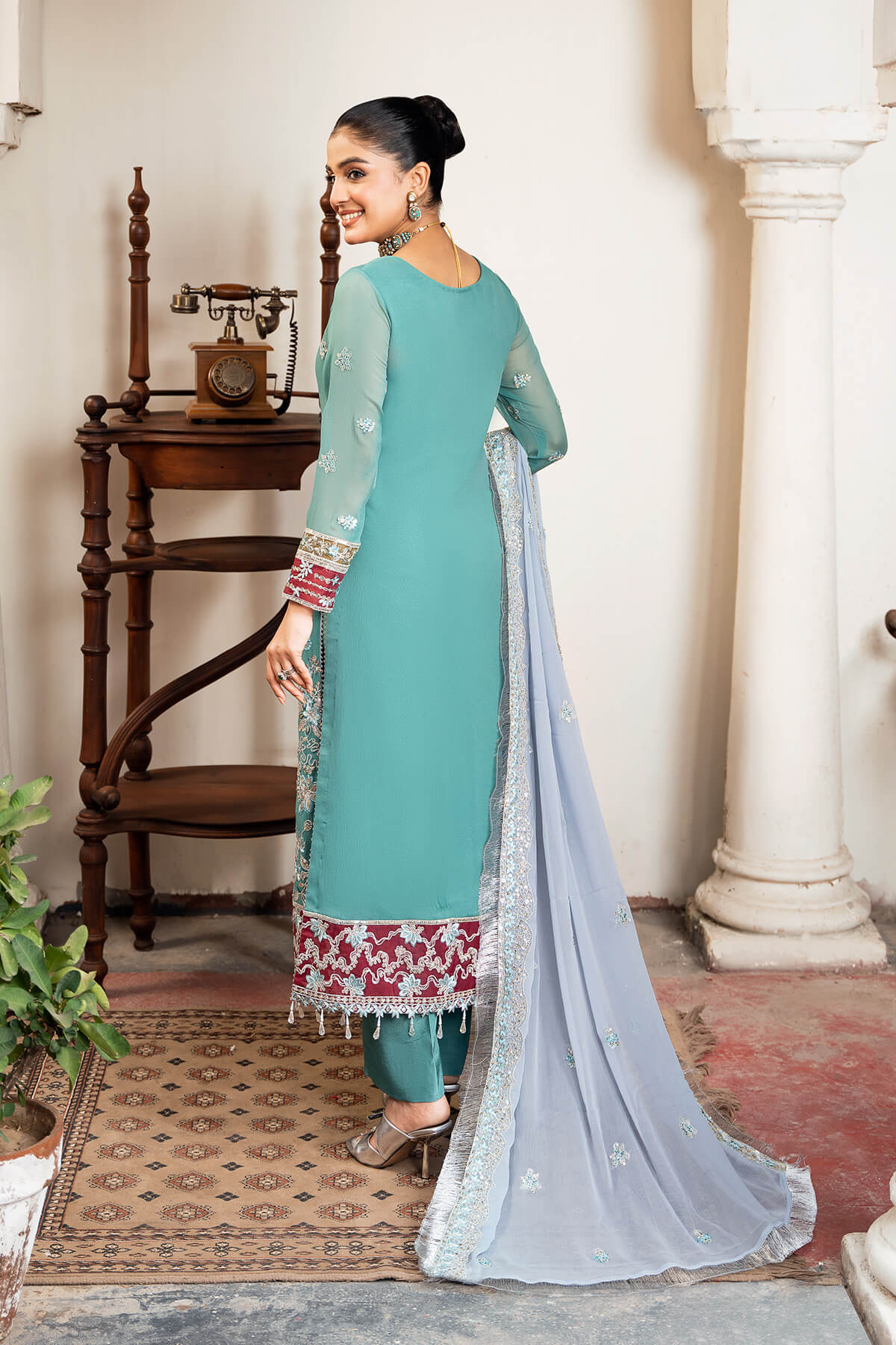 Laiba Khan - Nikhat Long Shirt, Trouser and Dupatta | 50% OFF