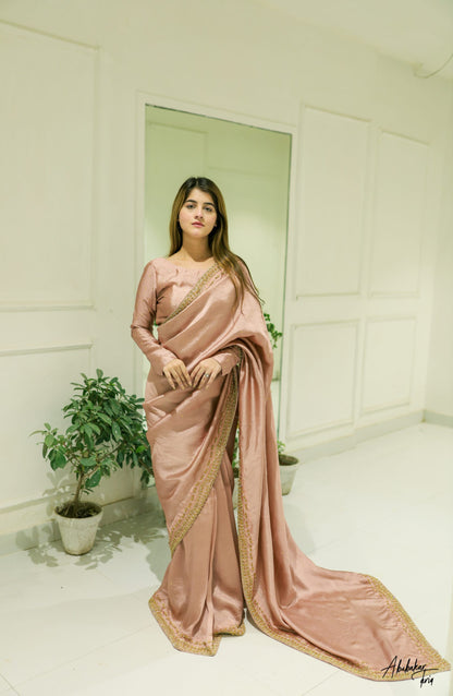 Solid Tea Pink Sari | 60% OFF