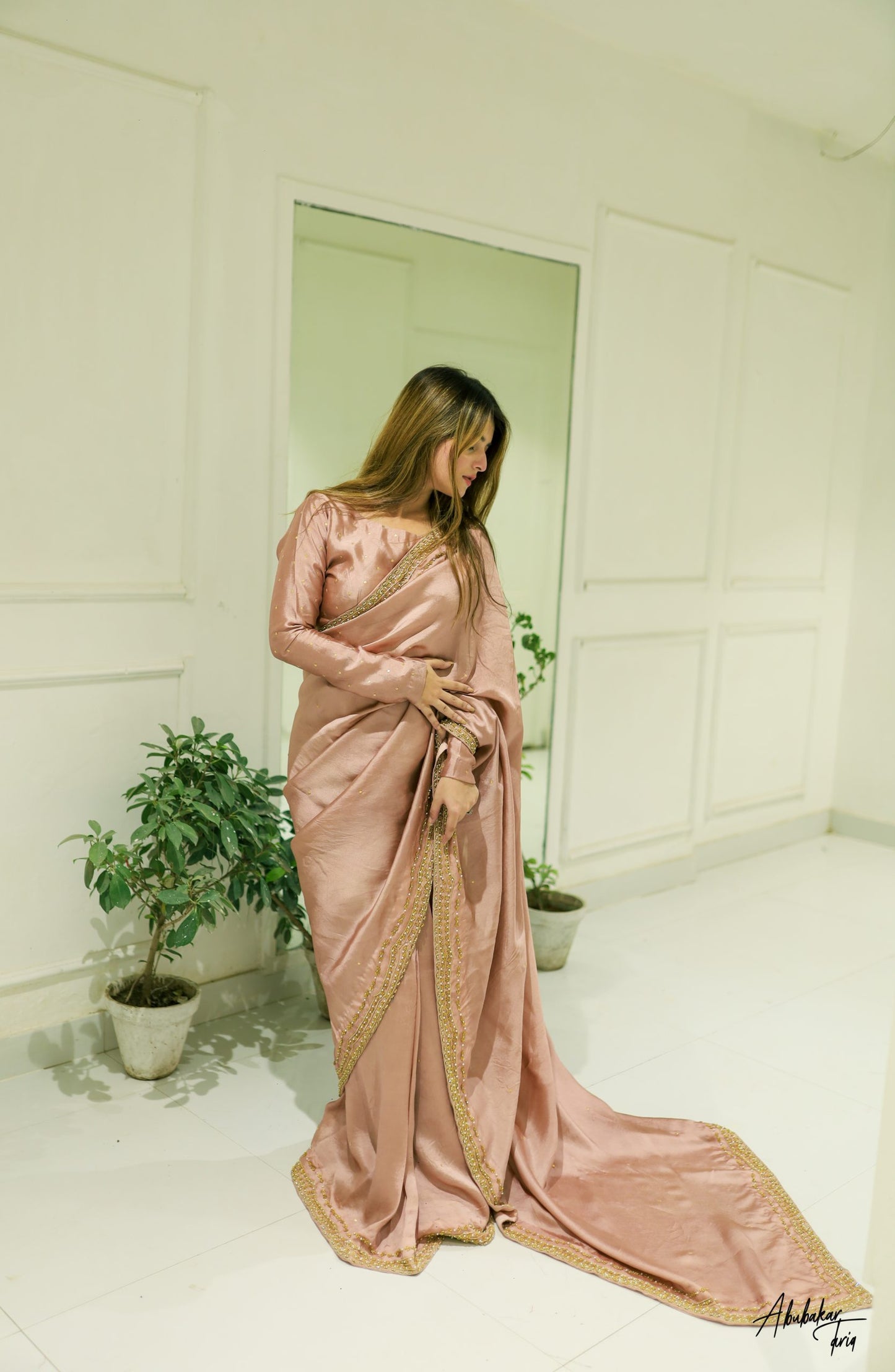 Solid Tea Pink Sari | 60% OFF