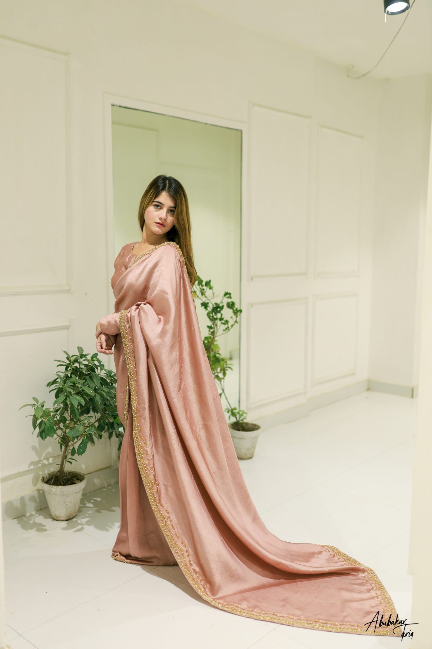 Solid Tea Pink Sari | 60% OFF