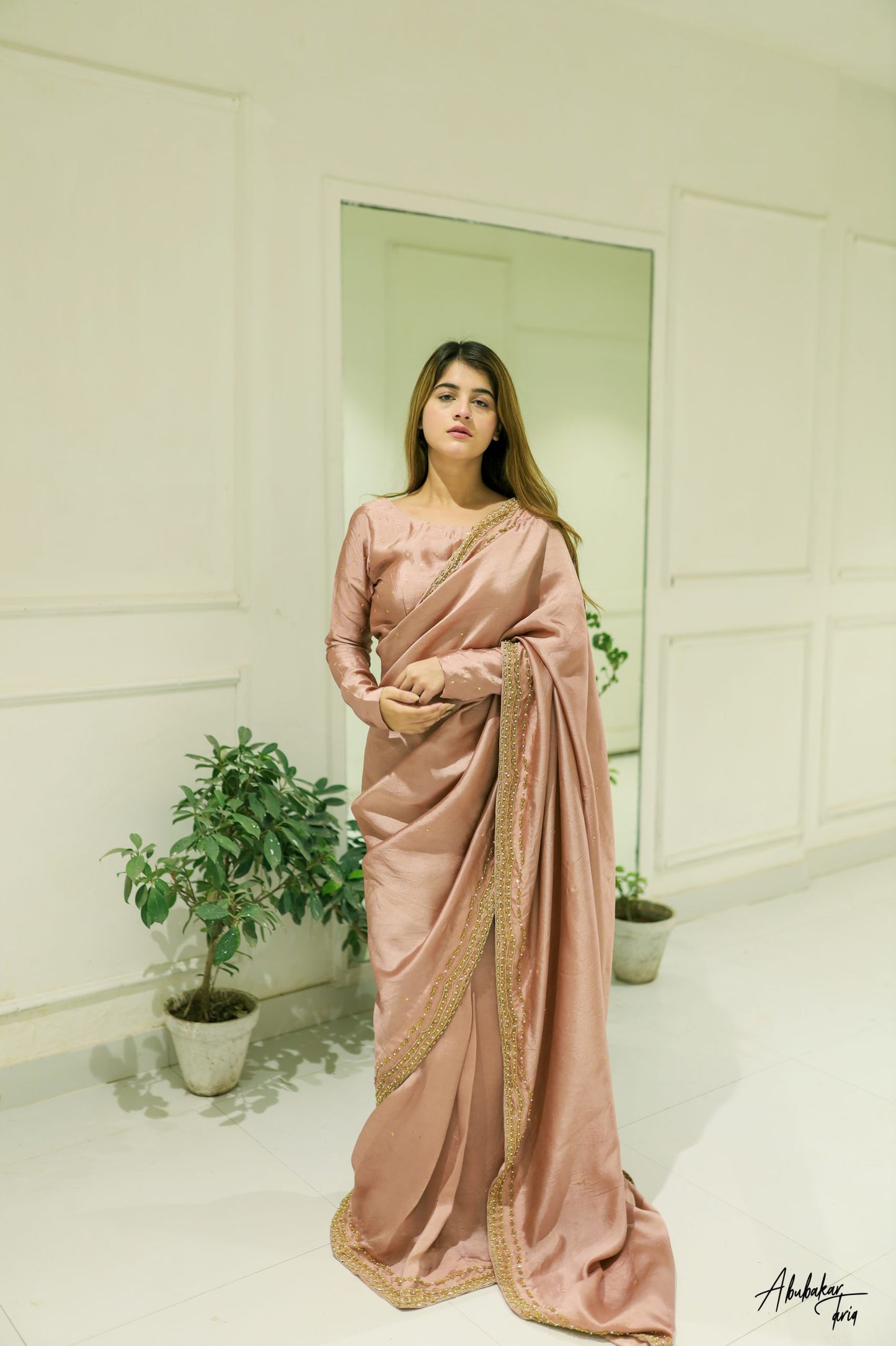 Solid Tea Pink Sari | 60% OFF