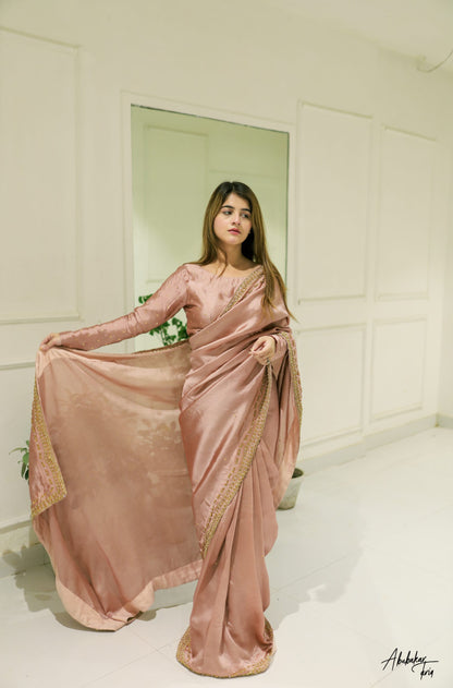 Solid Tea Pink Sari | 60% OFF