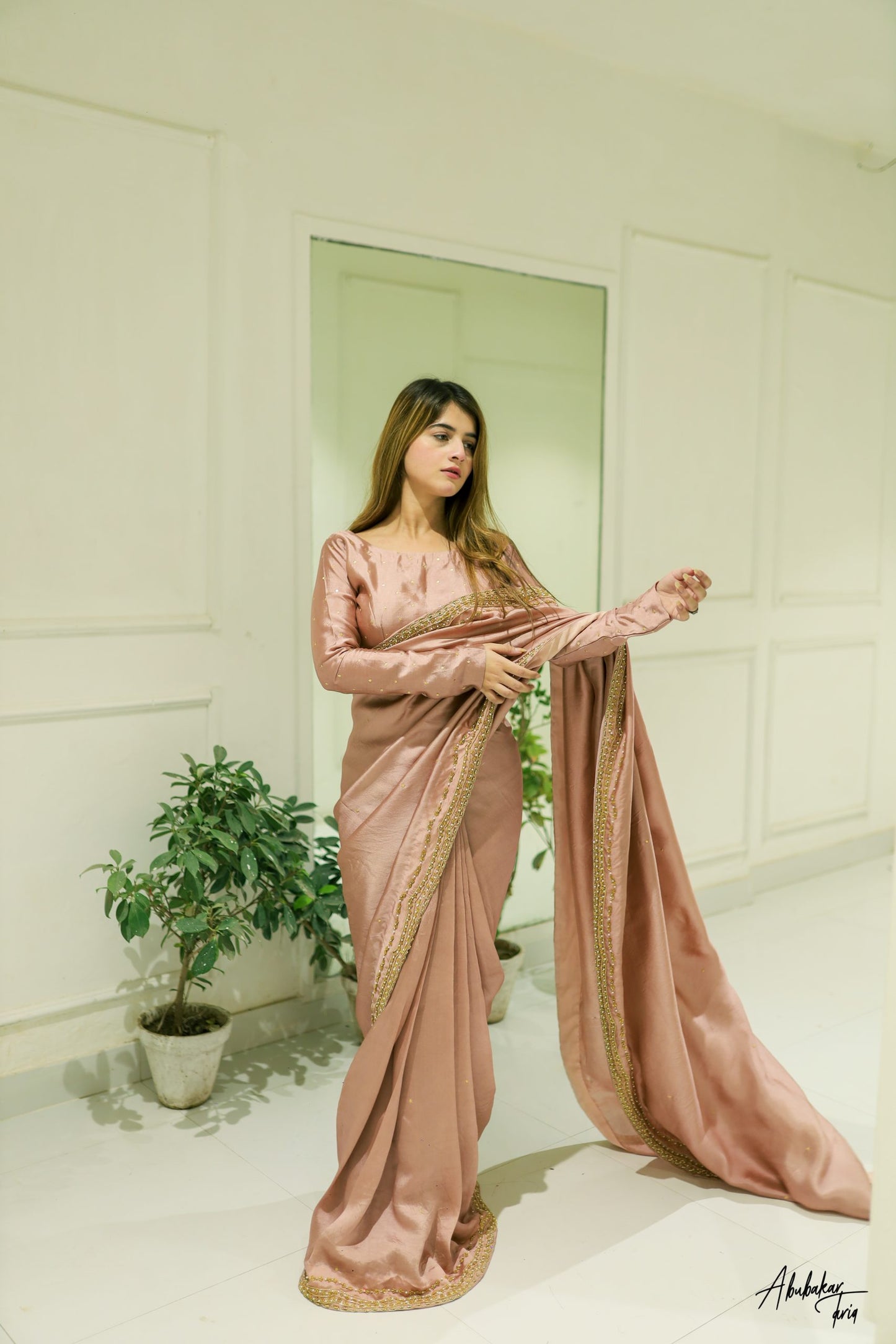 Solid Tea Pink Sari | 60% OFF