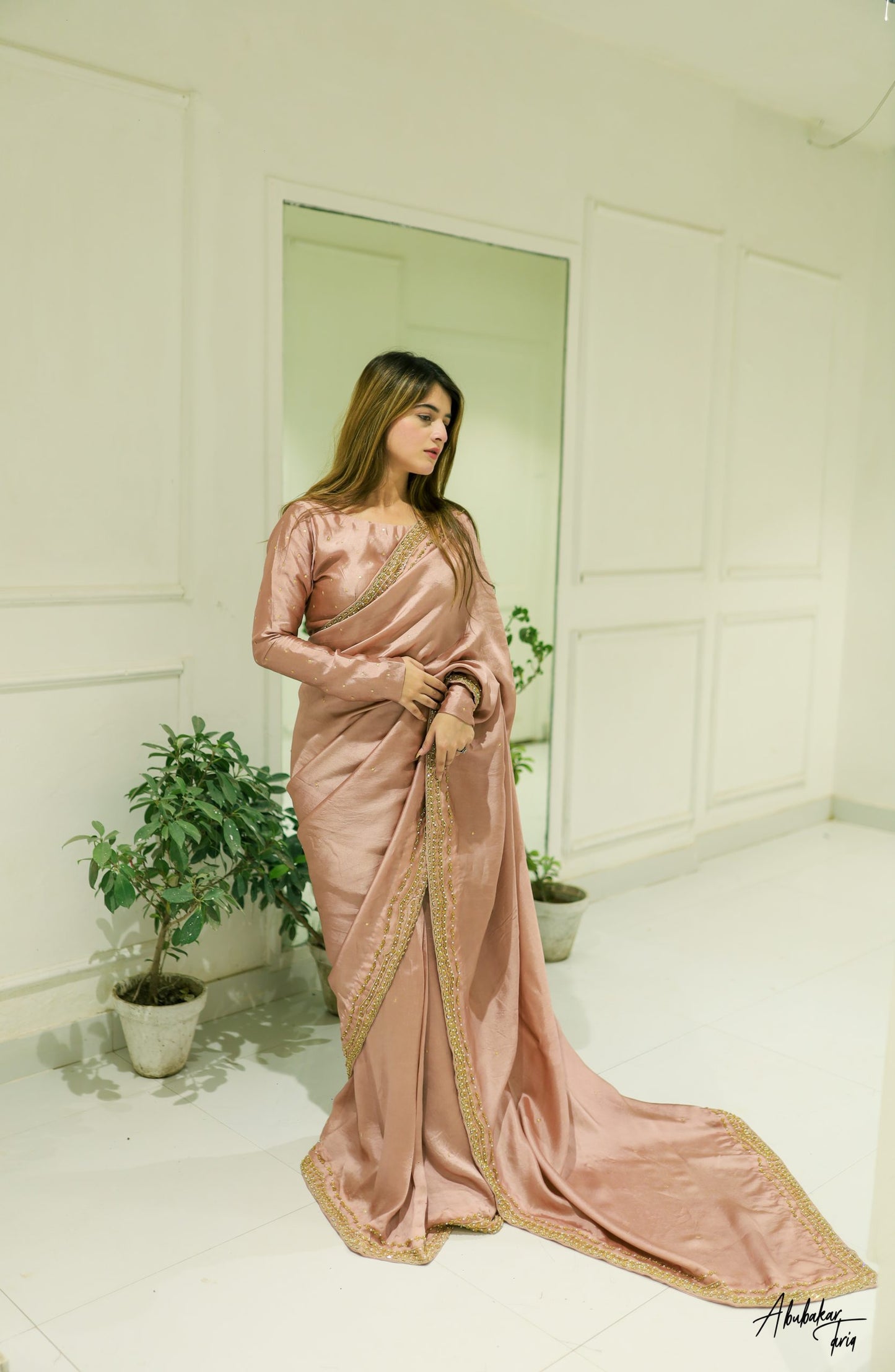 Solid Tea Pink Sari | 60% OFF