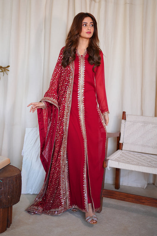 Sajal Ali - Roseka Shirt, Trouser with Dupatta - COD | 40% OFF