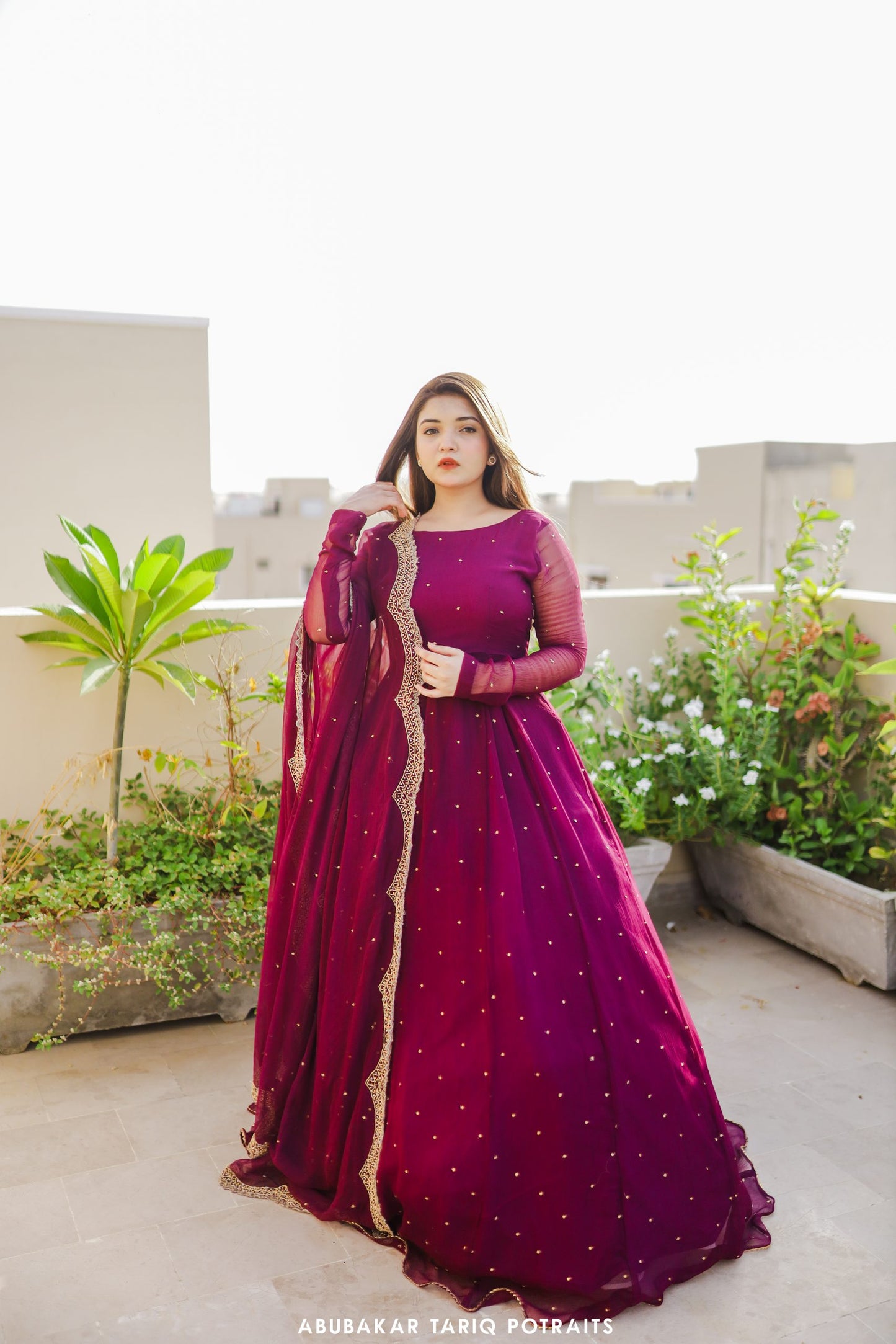 Solid Magenta Anarkali and Dupatta set | 60% OFF