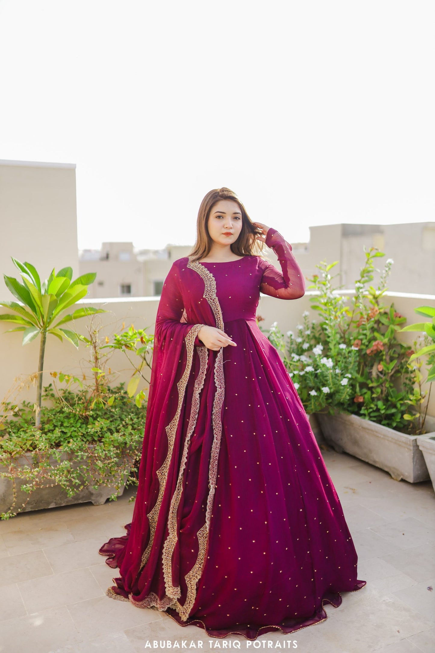 Solid Magenta Anarkali and Dupatta set | 60% OFF