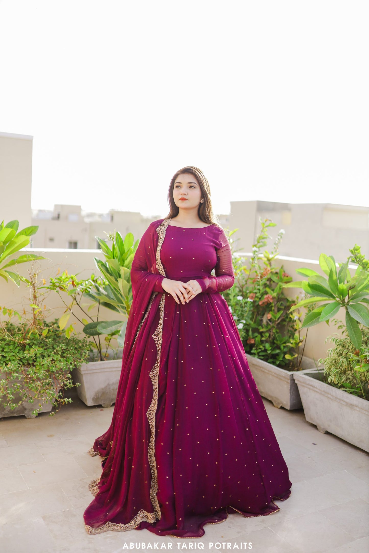 Solid Magenta Anarkali and Dupatta set | 60% OFF