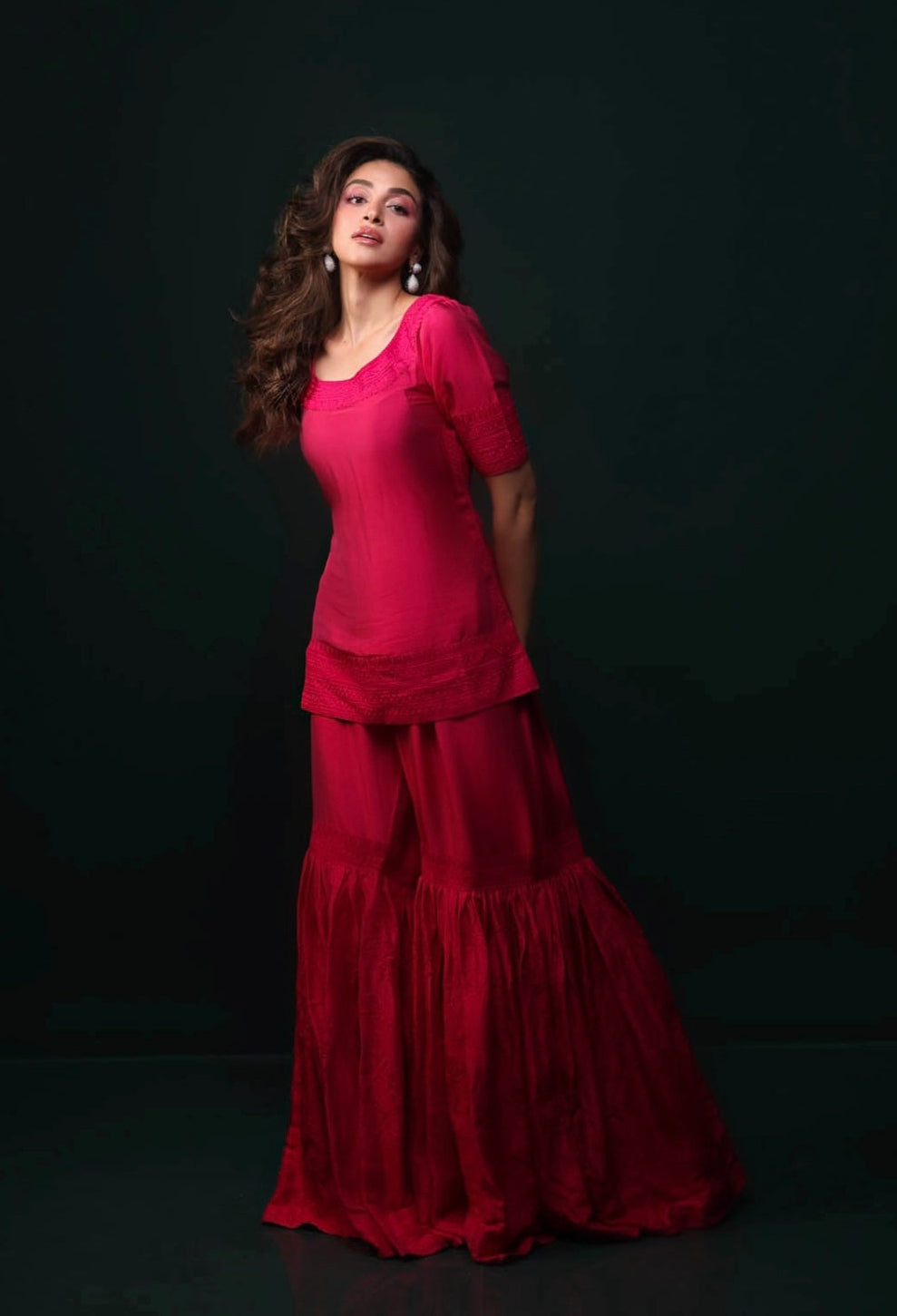 Anmol Baolch - Roselle Silk Shirt, Ghagra with Dupatta | 50% OFF