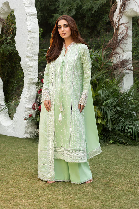 Maya Ali - Pistacho Shirt, Trouser with Dupatta - COD | 50% OFF
