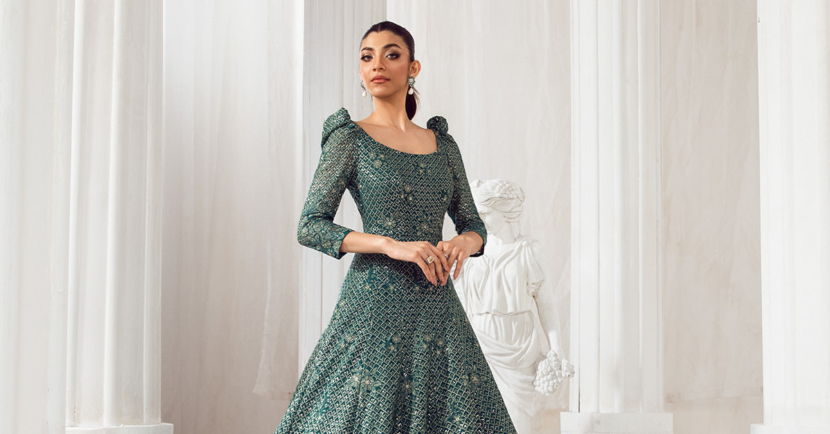 Urwa Hocane -  Greenish Maxi with Trouser | 50% OFF