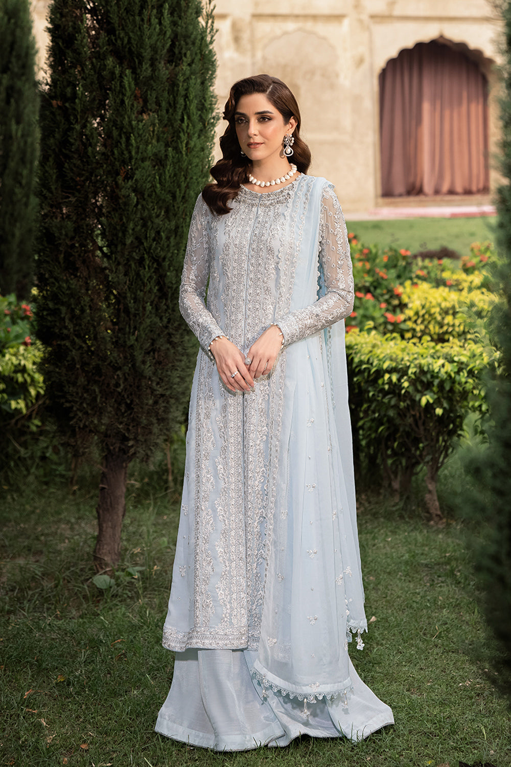 Maya Ali - Ocean Sapphire Shirt, Trouser and Dupatta set | 40% OFF