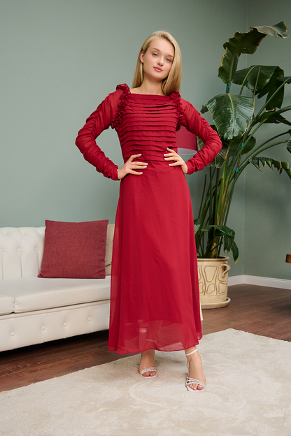 Red Chiffon Maxi | COD | 20% OFF