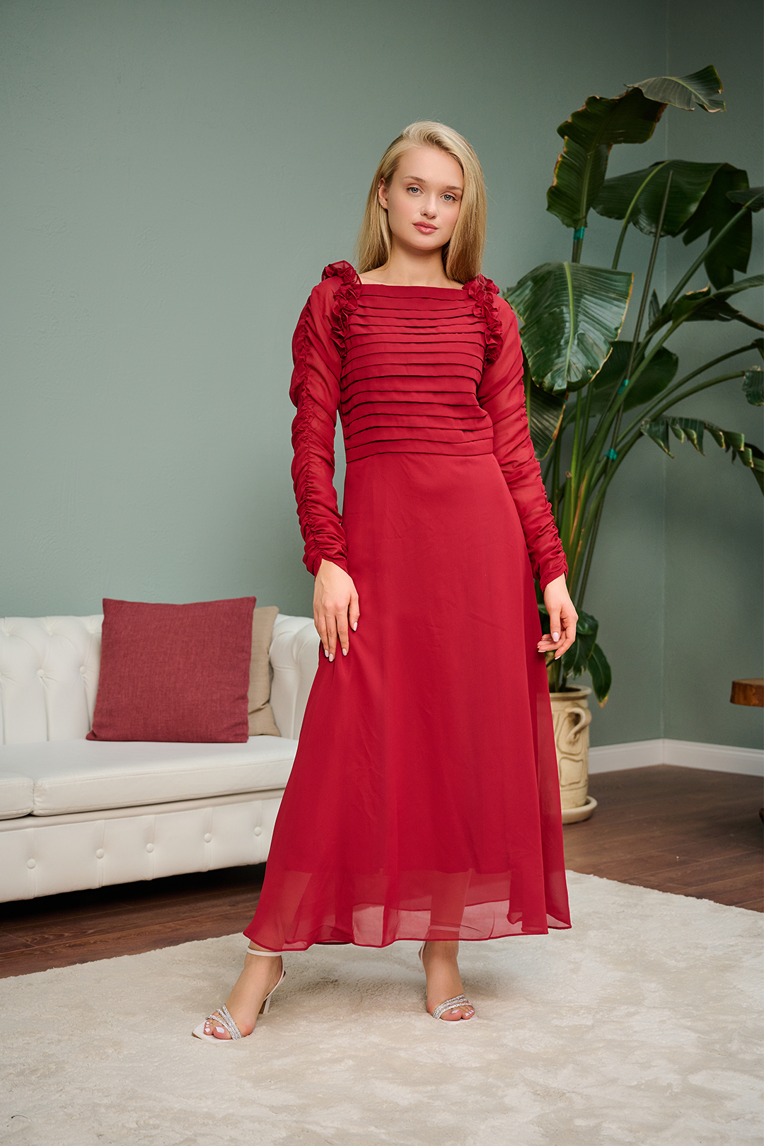 Red Chiffon Maxi | COD | 20% OFF