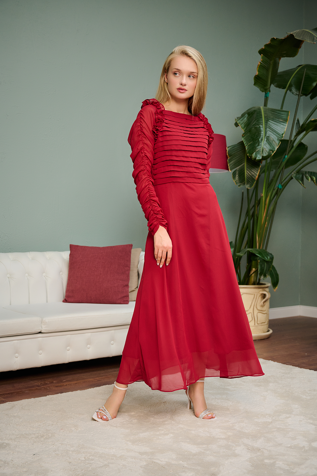 Red Chiffon Maxi | COD | 20% OFF