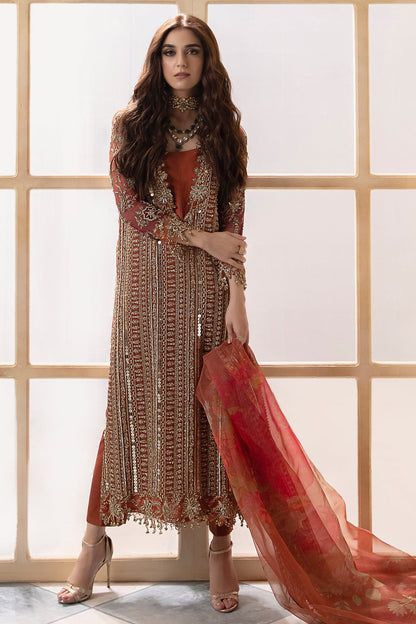 Maya Ali - Brownish Shirt trouser with dupatta - COD | 25% OFF