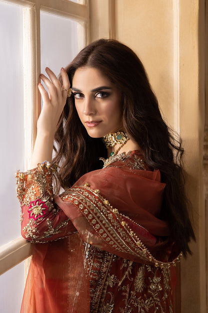 Maya Ali - Brownish Shirt trouser with dupatta - COD | 25% OFF