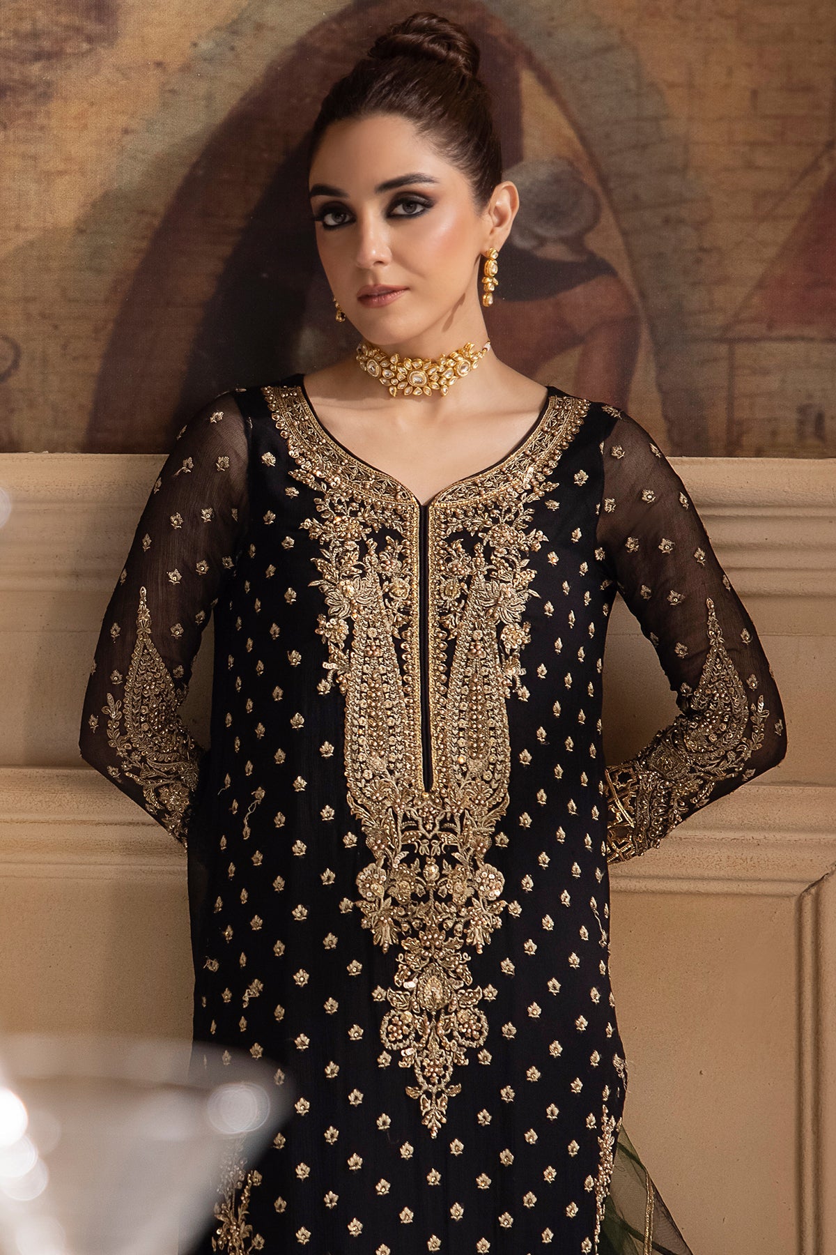 Maya Ali - Embellished Black Shirt, Trouser with Dupatta - COD | 40% OFF Maya Ali - Embellished Black Shirt, Trouser with Dupatta - COD | 40% OFF