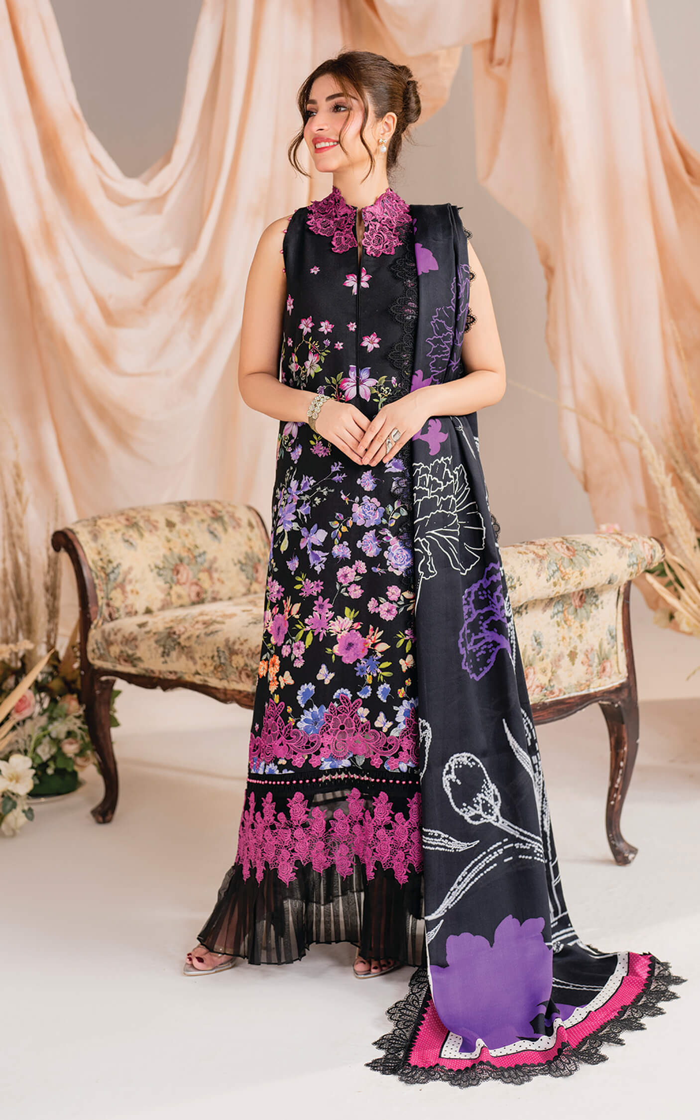 Kinza Hashmi - Redefine floral viscose Shirt, Trouser and Dupatta set | 40% OFF