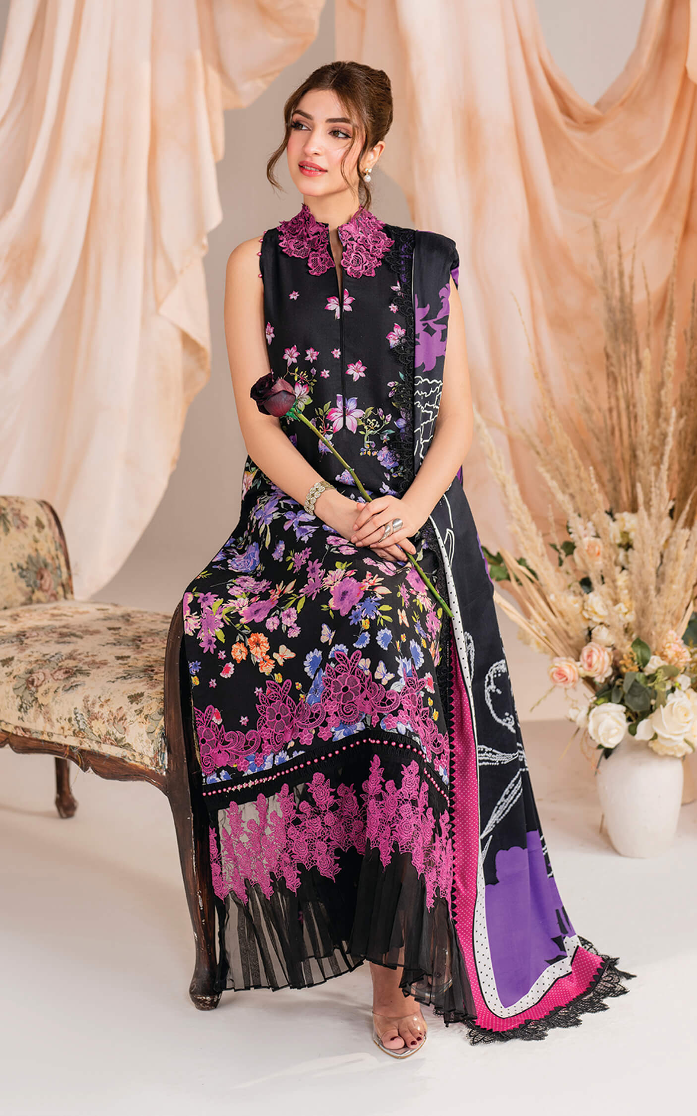 Kinza Hashmi - Redefine floral viscose Shirt, Trouser and Dupatta set | 40% OFF