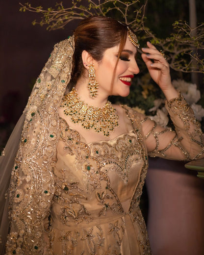 Neelam Muneer - Golden Gown and Dupatta set | 60% OFF