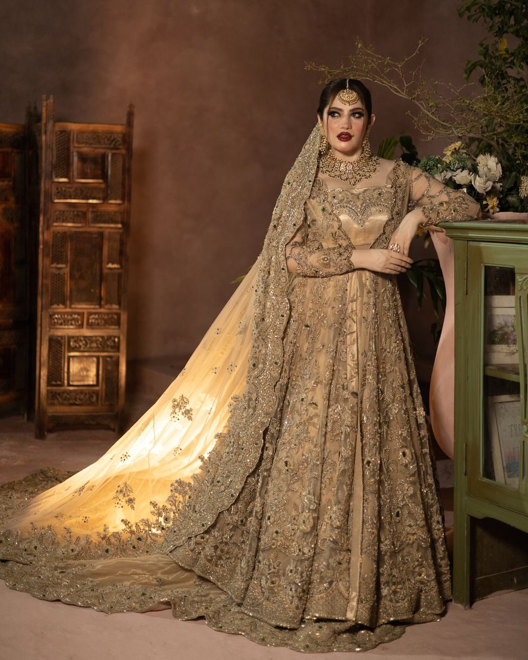 Neelam Muneer - Golden Gown and Dupatta set | 60% OFF