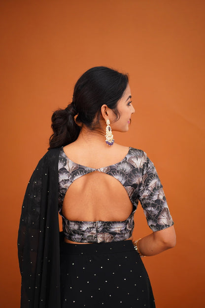 Black Crop Top, Skirt and Dupatta - COD | 20% OFF