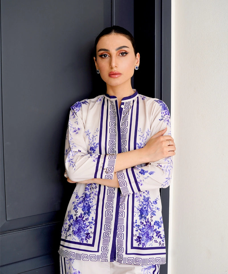 Laiba Khan - Cyan Shirt and Trouser - COD | 20% OFF