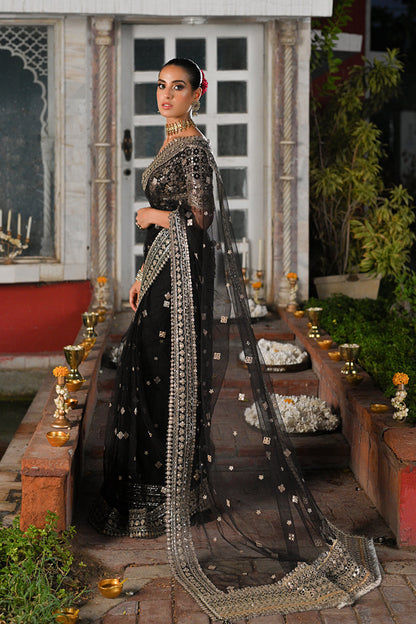 Iqra Aziz Embellished Black Sari | COD | 20% OFF