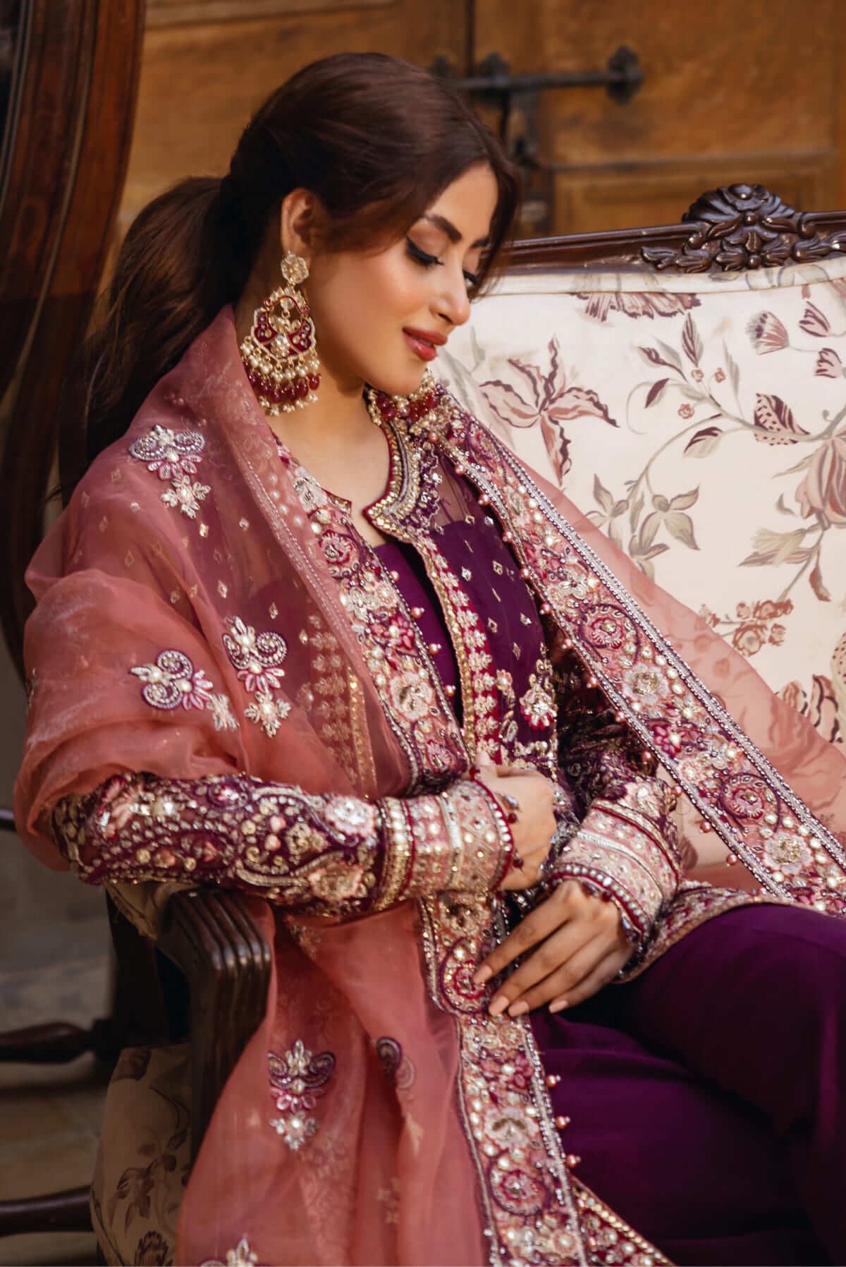 Sajal Ali - Nazakat Shirt, Trouser and Dupatta set | 50% OFF