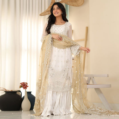 Laiba Khan - Ruby Bliss Shirt, Trouser and Dupatta set | 50% OFF