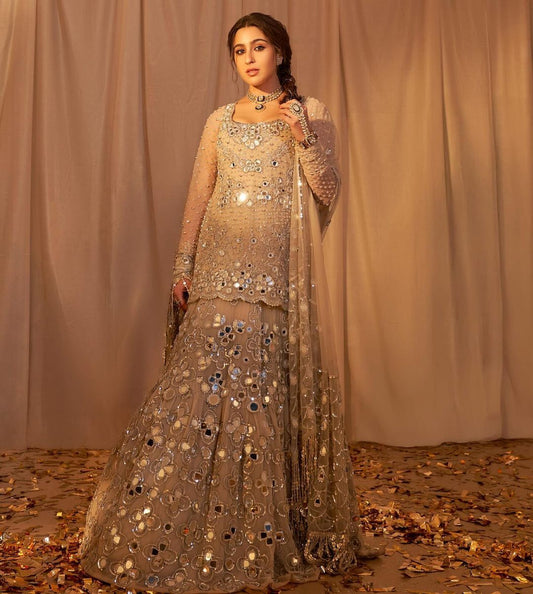 Sara Ali Khan - Silver Shirt, Lehenga and Dupatta set | 60% OFF