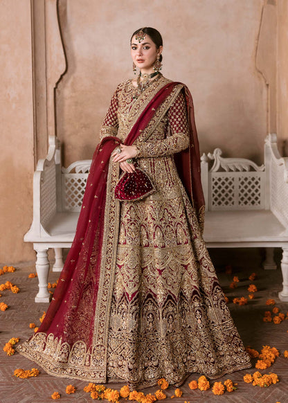 Hania Aamir Maroon Bridal Gown | 75% OFF