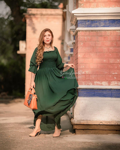 Green Smokey Dress - COD | 20% OFF