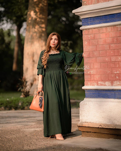 Green Smokey Dress - COD | 20% OFF