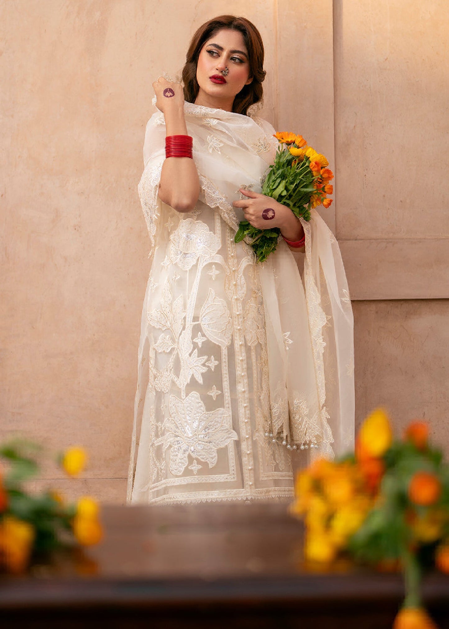 Sajal Ali - Viza Shirt, Trouser and Dupatta - COD | 50% OFF