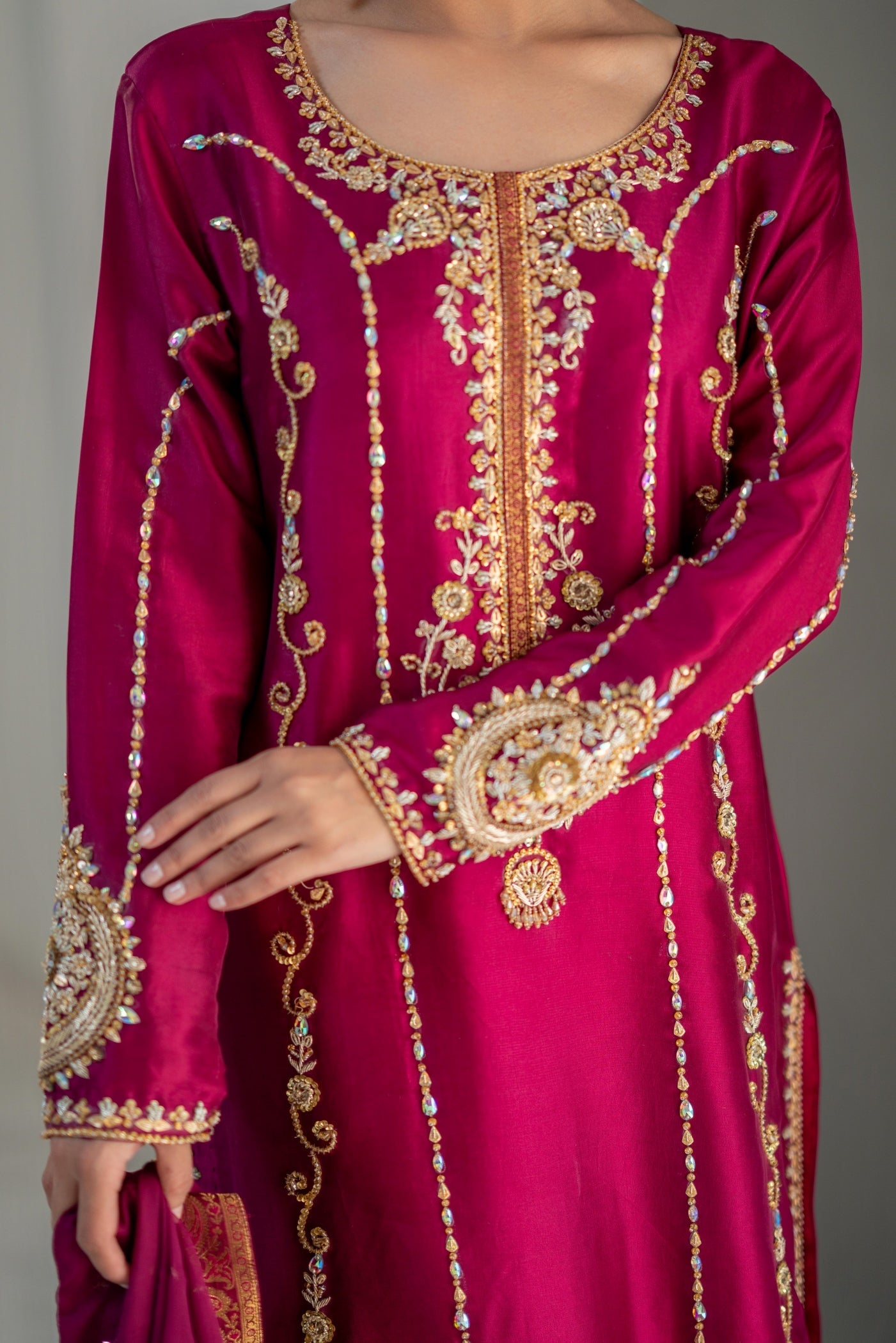Aina Asif - Azalea Shirt, Trouser and Dupatta set | Reshmi Shirt | 65% OFF