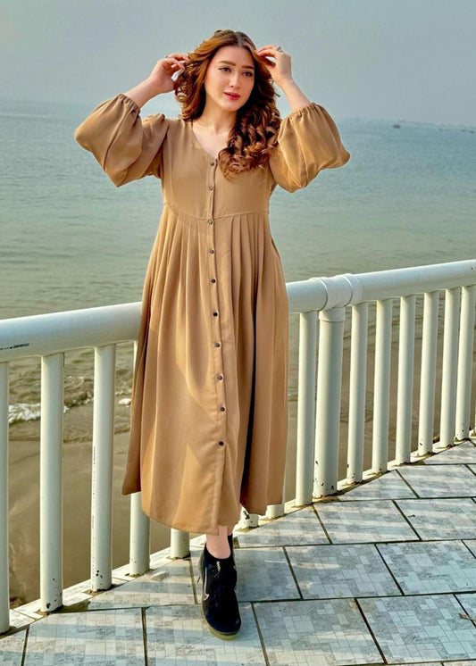 Momina Iqbal Beige Brownie Maxi - COD | 20% OFF