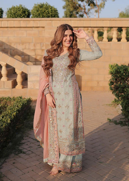 Kubra Khan - Siani Shirt, Trouser with Dupatta - COD | 40% OFF